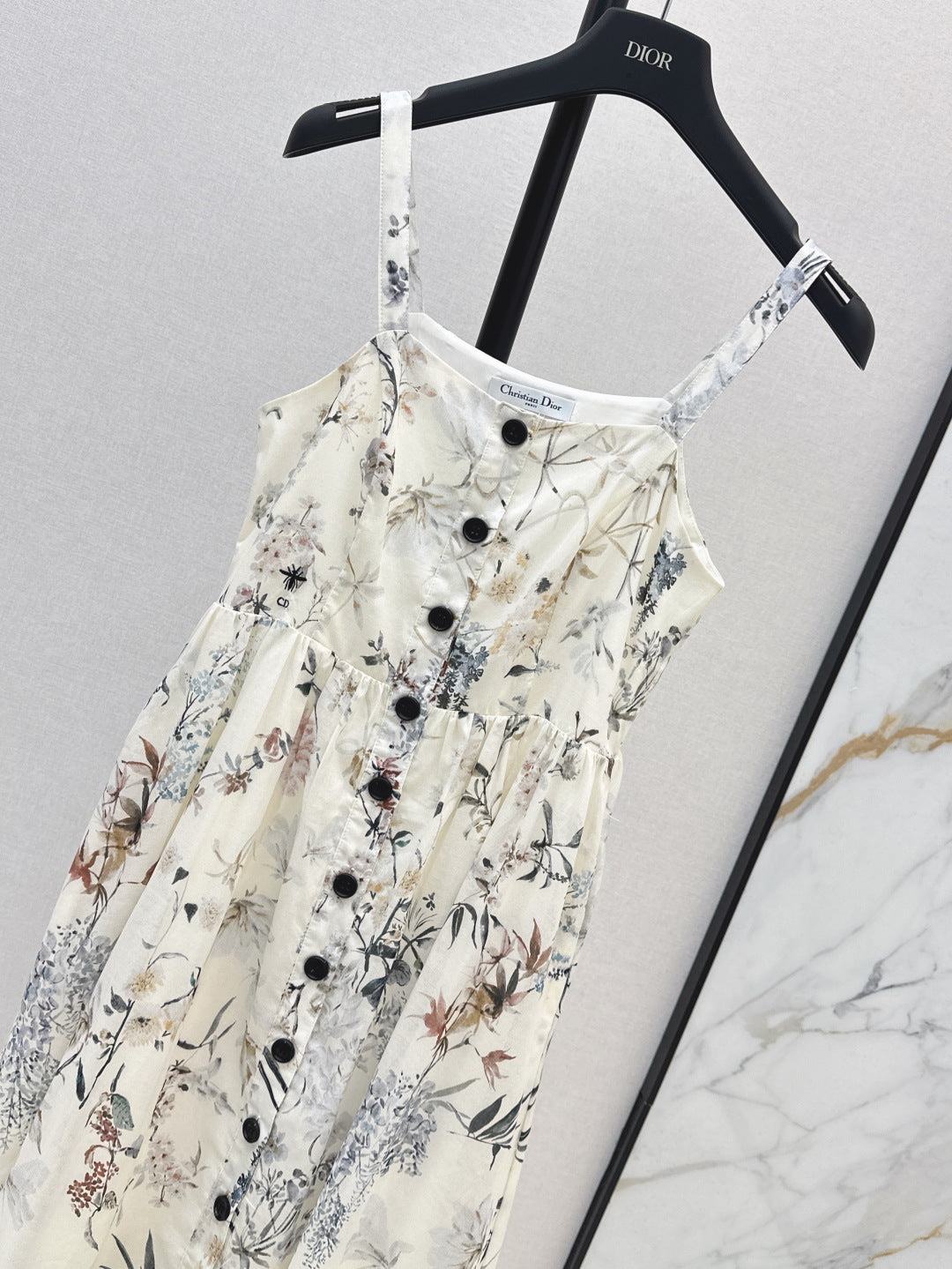 D*r 25ss mid-length printed cotton poplin dress