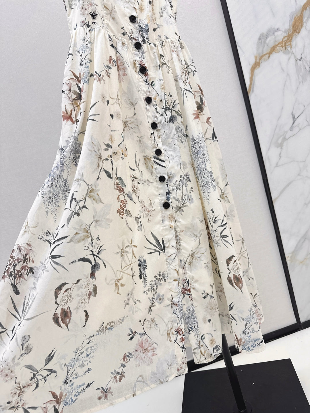 D*r 25ss mid-length printed cotton poplin dress