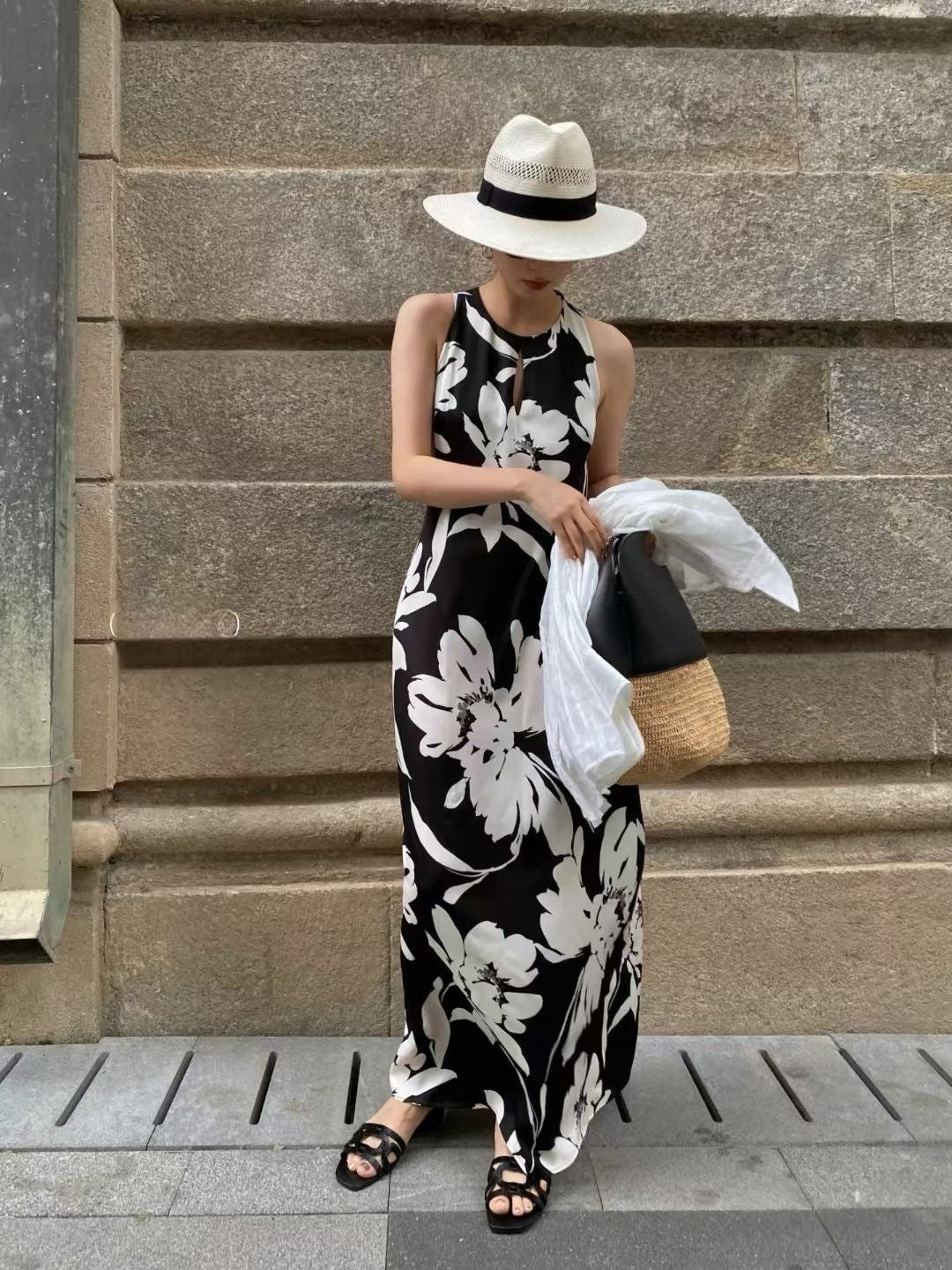 MaxM* long printed silk-blend dress