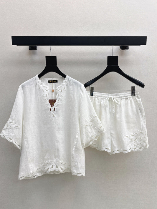 Lor*P 25ss embroidered linen suit