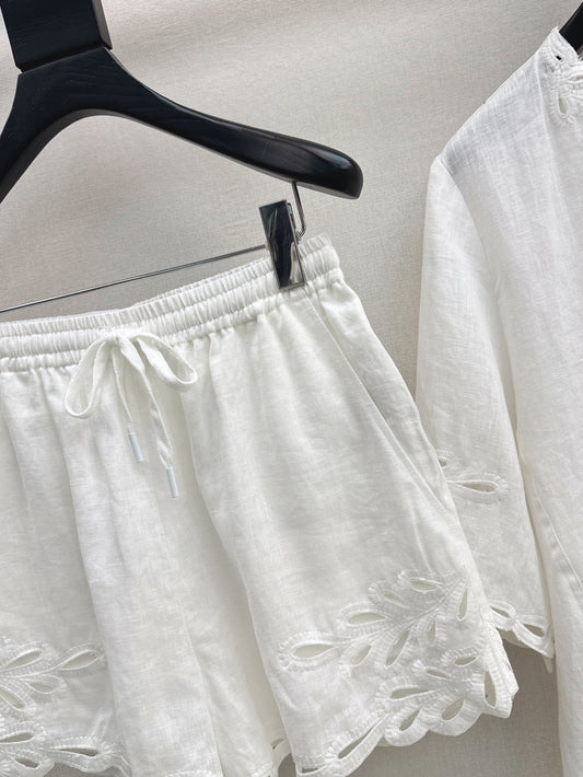 Lor*P 25ss embroidered linen suit