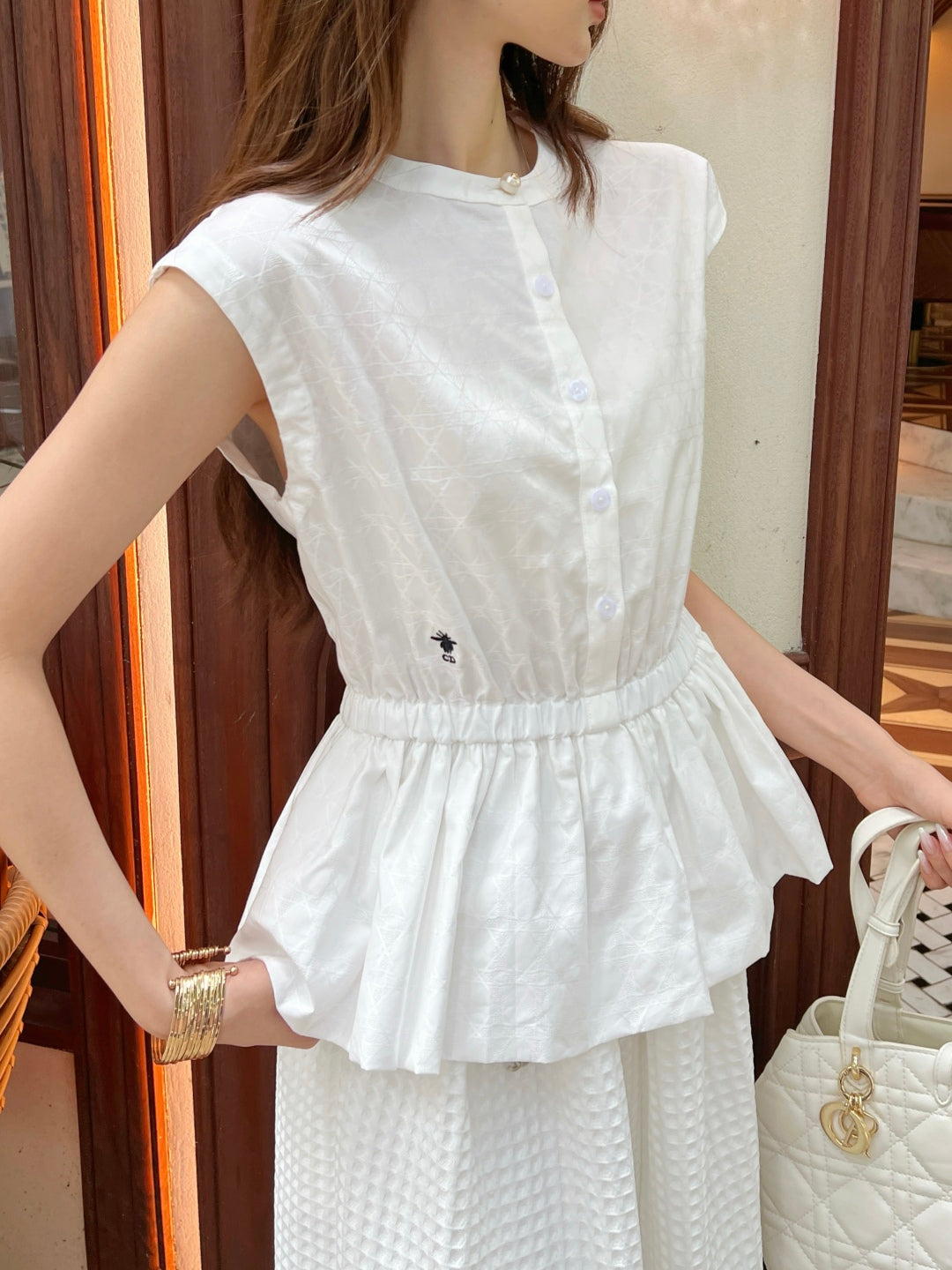 D*r 25ss Ruffled sleeveless shirt