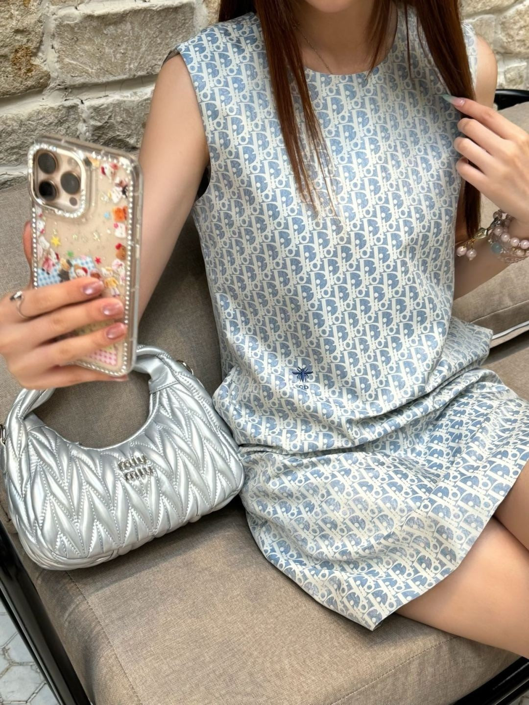 D*r 25ss oblique jacquard sleeveless dress