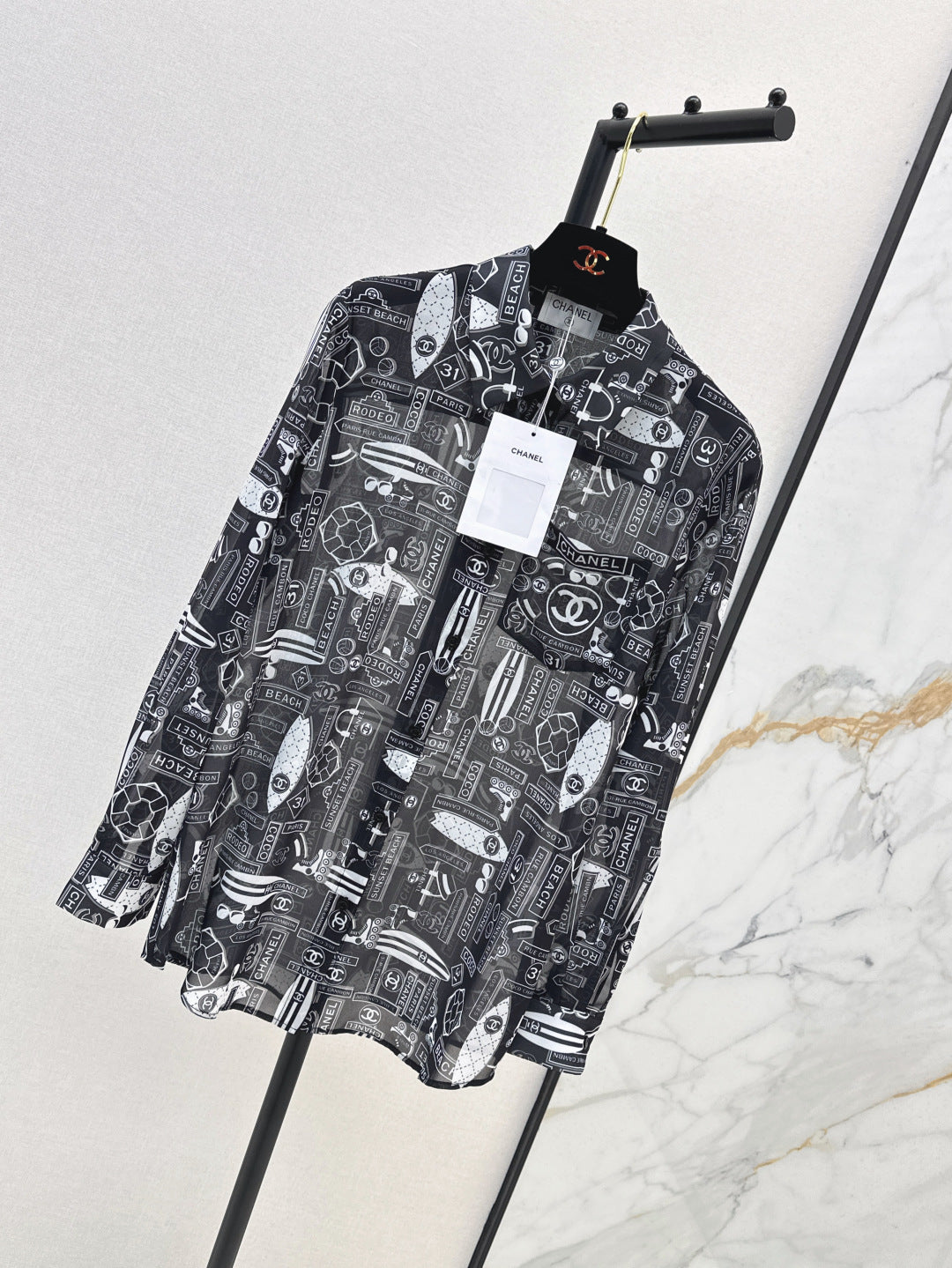 C*nel 25ss printed technical silk shirt