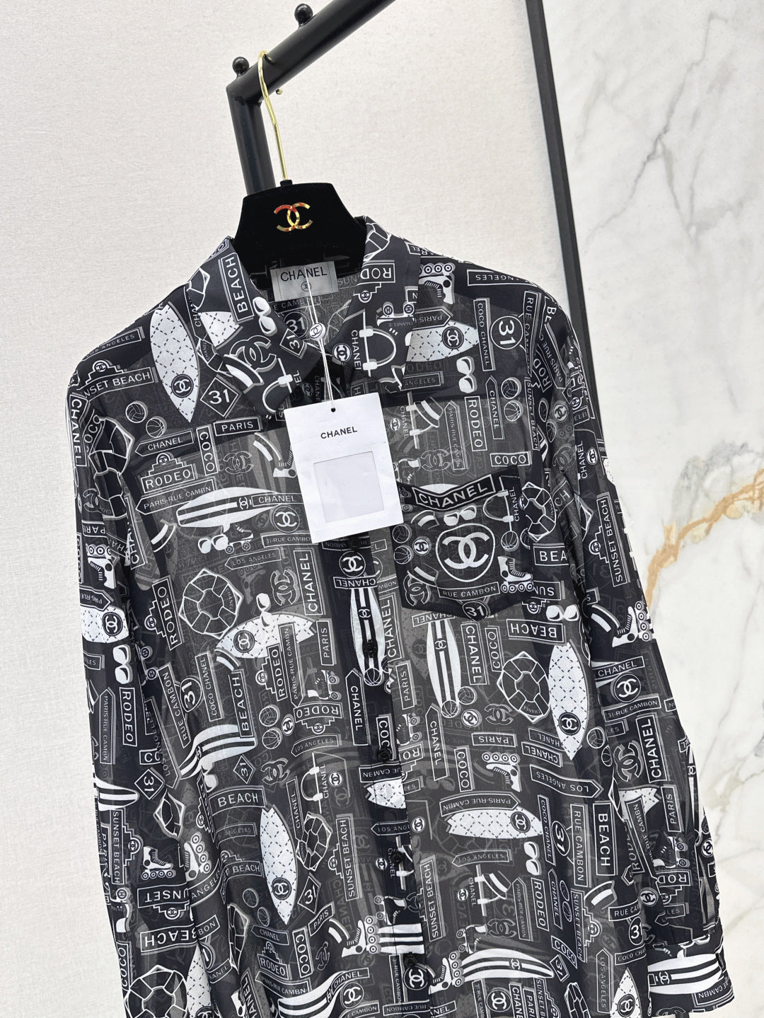 C*nel 25ss printed technical silk shirt