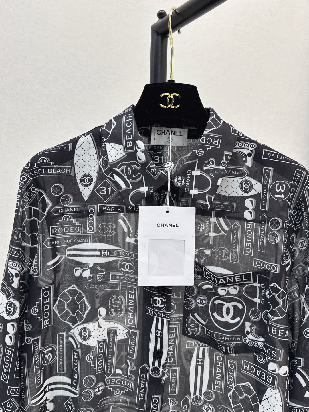 C*nel 25ss printed technical silk shirt