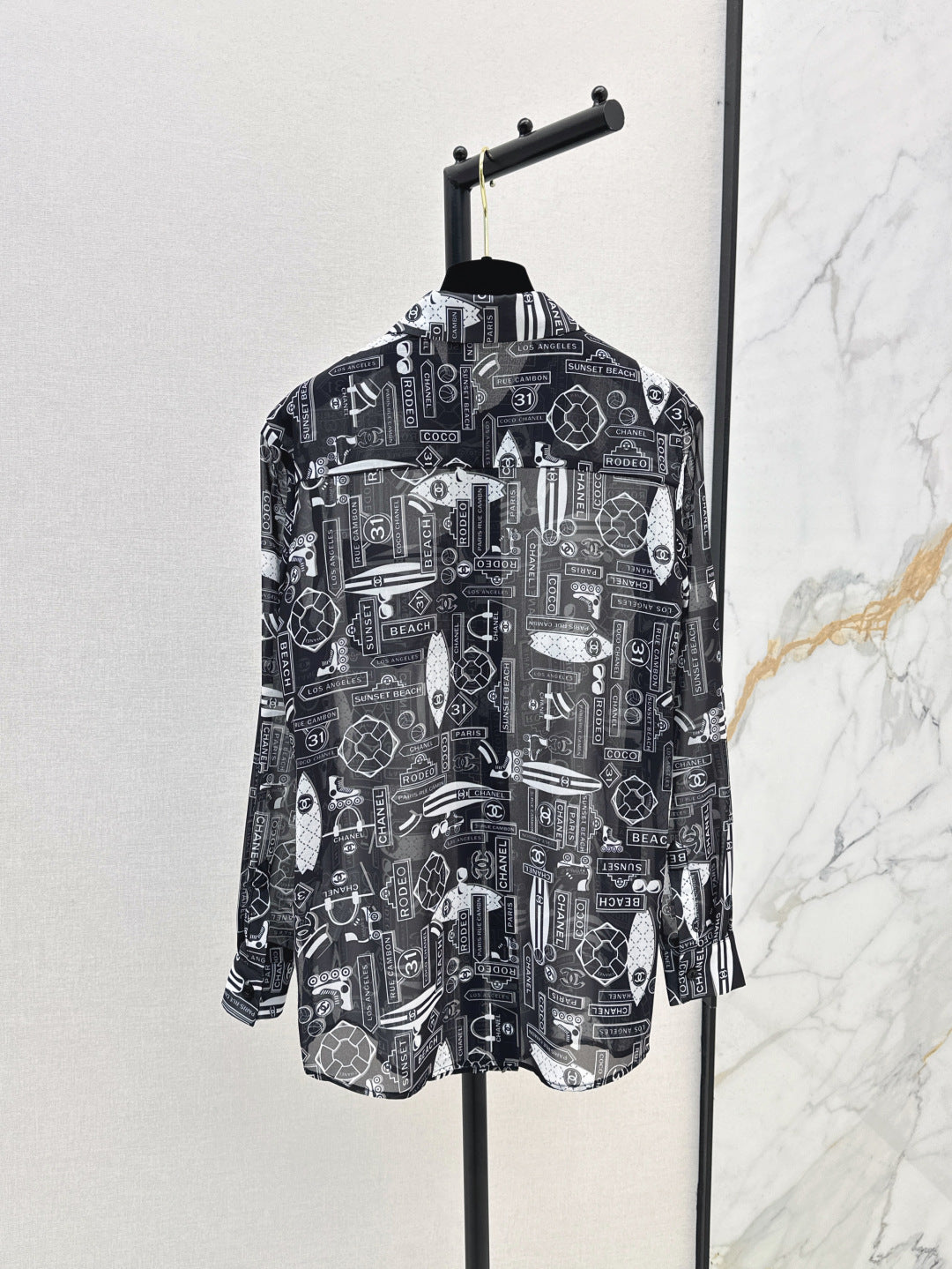 C*nel 25ss printed technical silk shirt