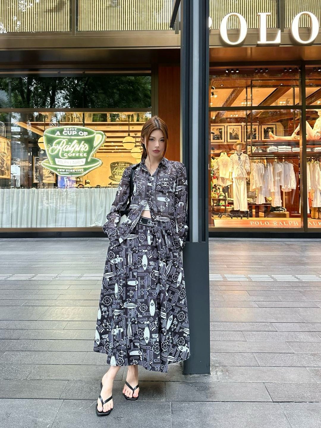 C*nel 25ss printed technical silk shirt