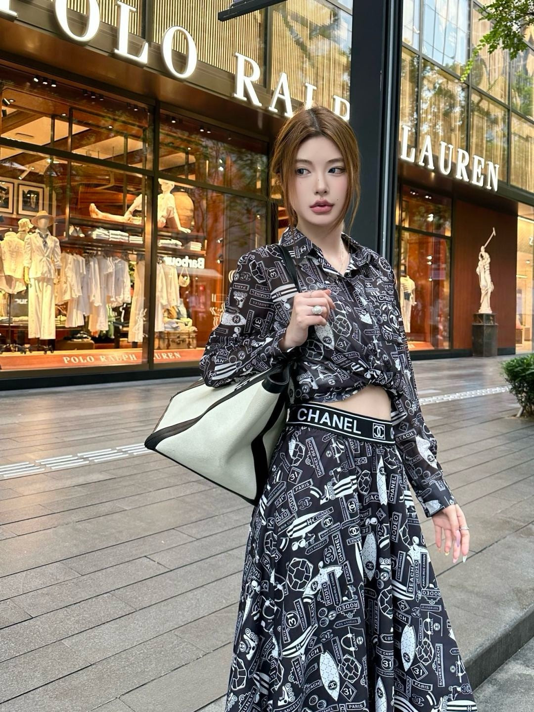 C*nel 25ss printed technical silk shirt