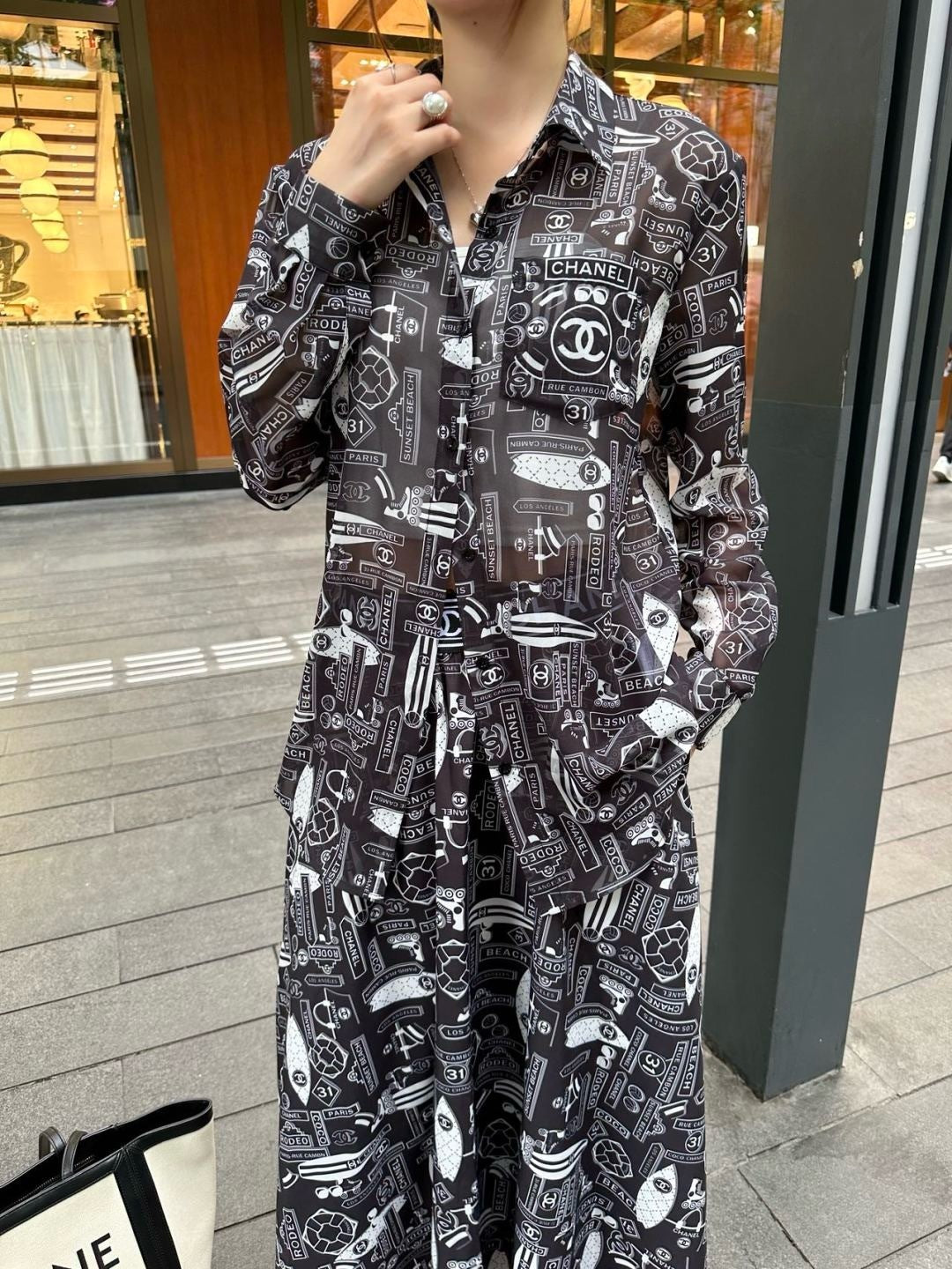 C*nel 25ss printed technical silk shirt