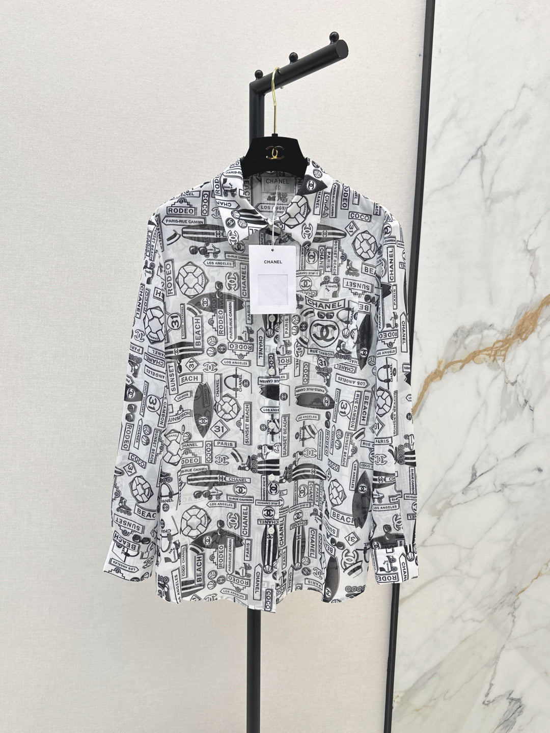 C*nel 25ss printed technical silk shirt