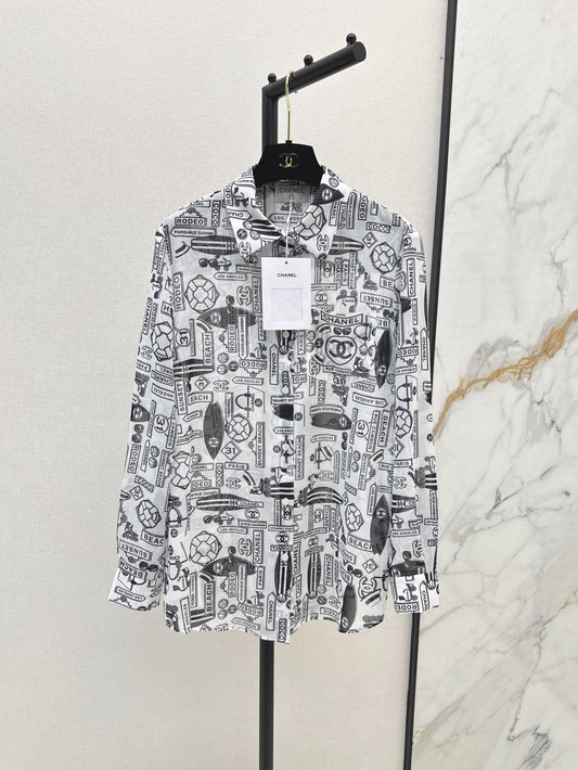 C*nel 25ss printed technical silk shirt
