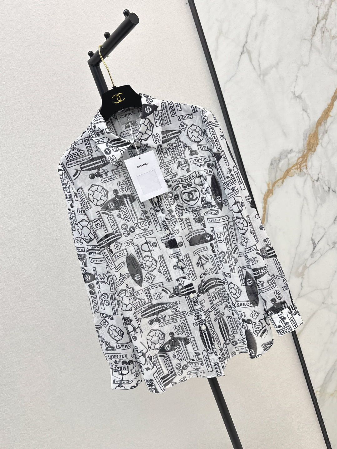 C*nel 25ss printed technical silk shirt