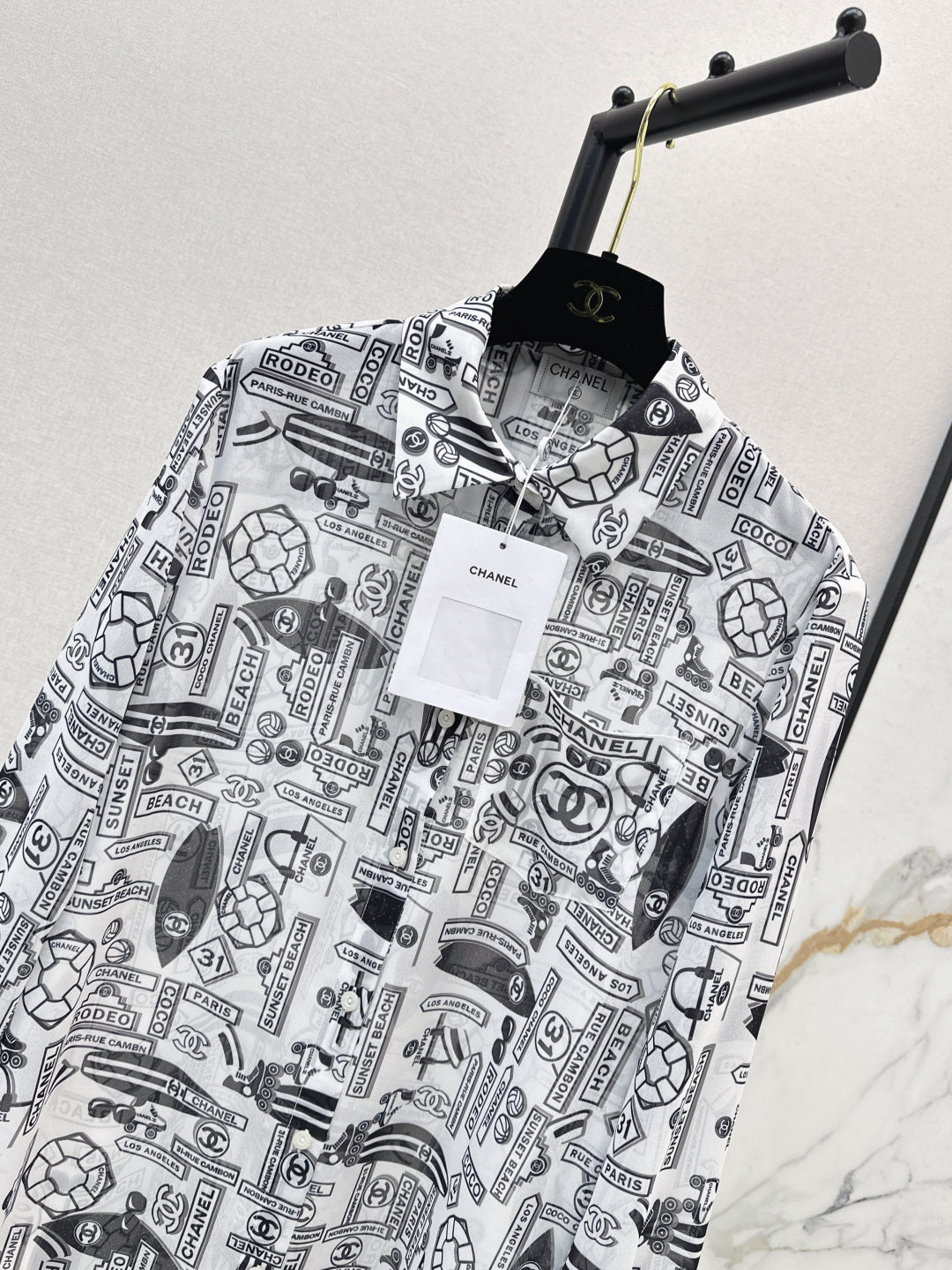 C*nel 25ss printed technical silk shirt