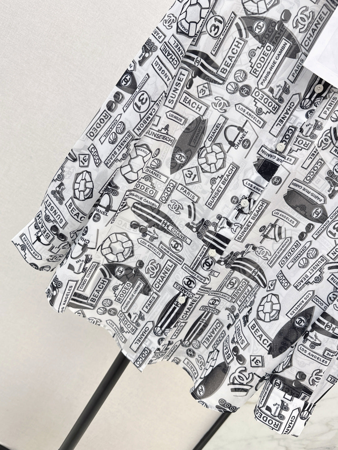 C*nel 25ss printed technical silk shirt