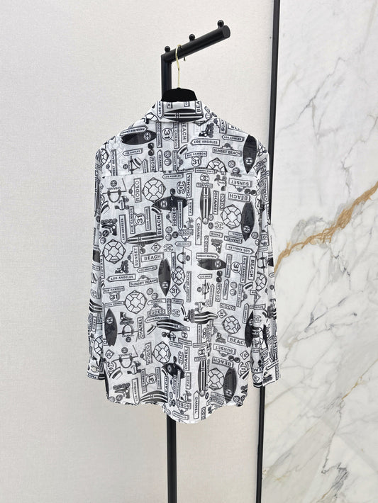 C*nel 25ss printed technical silk shirt