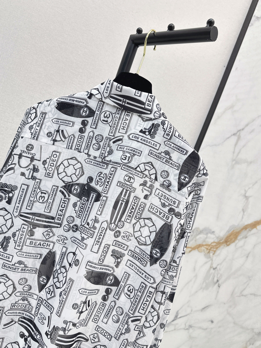 C*nel 25ss printed technical silk shirt