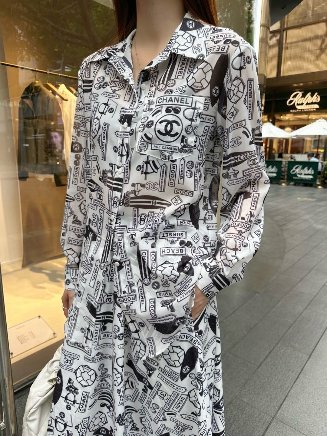 C*nel 25ss printed technical silk shirt