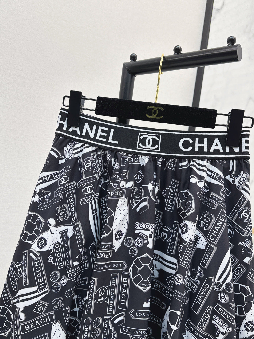 C*nel 25ss technical silk flared skirt