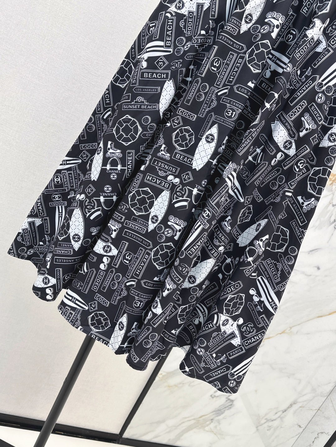 C*nel 25ss technical silk flared skirt