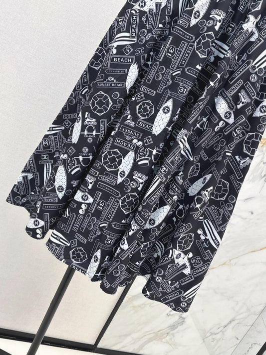 C*nel 25ss technical silk flared skirt