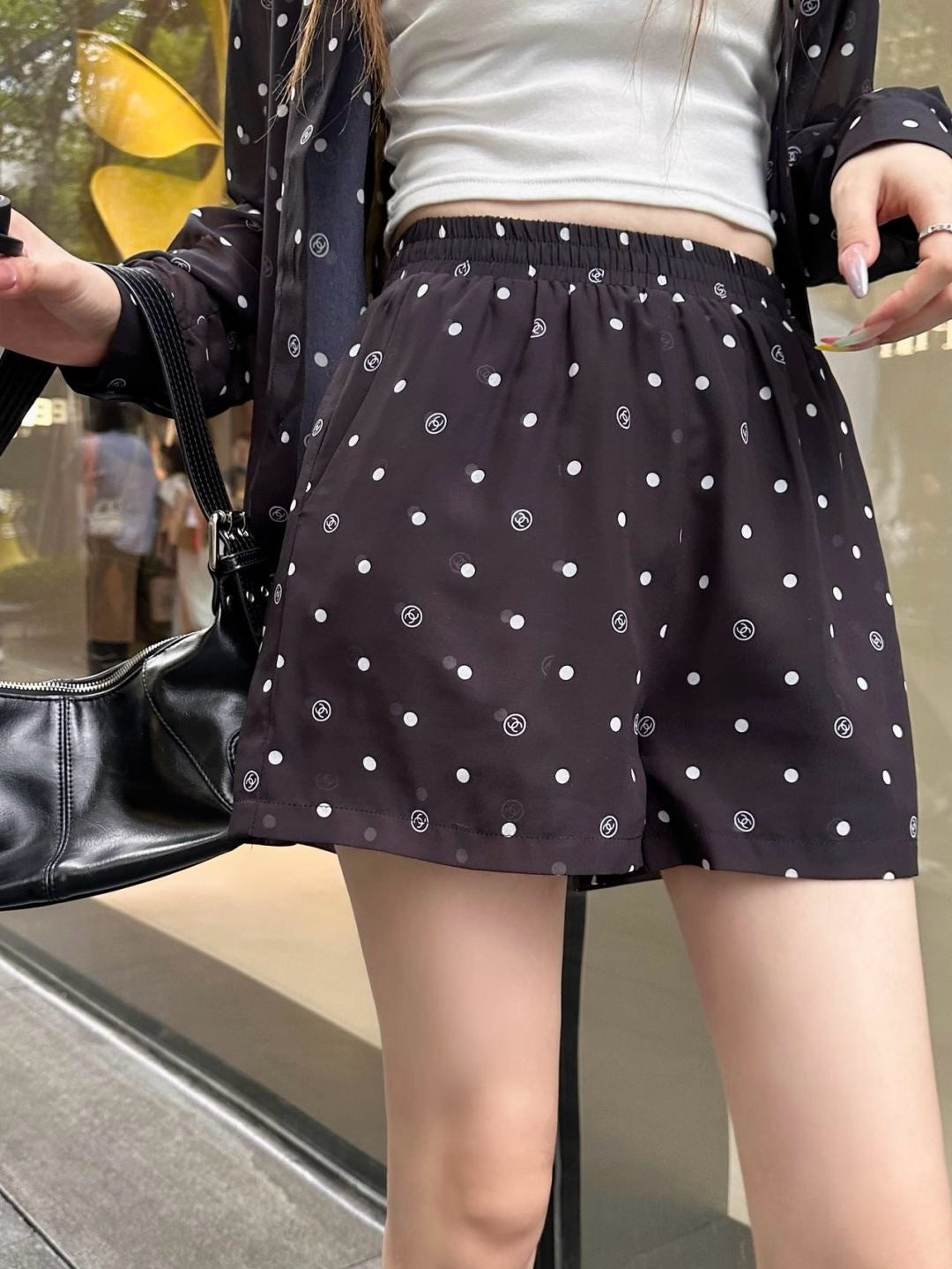 C*nel 25ss Slightly transparent shirt and shorts set