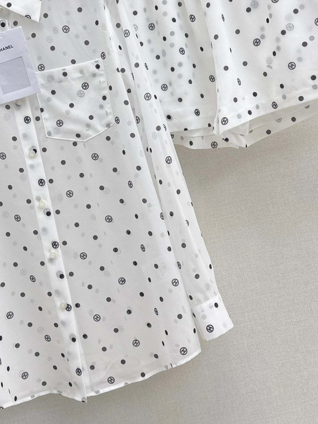 C*nel 25ss Slightly transparent shirt and shorts set