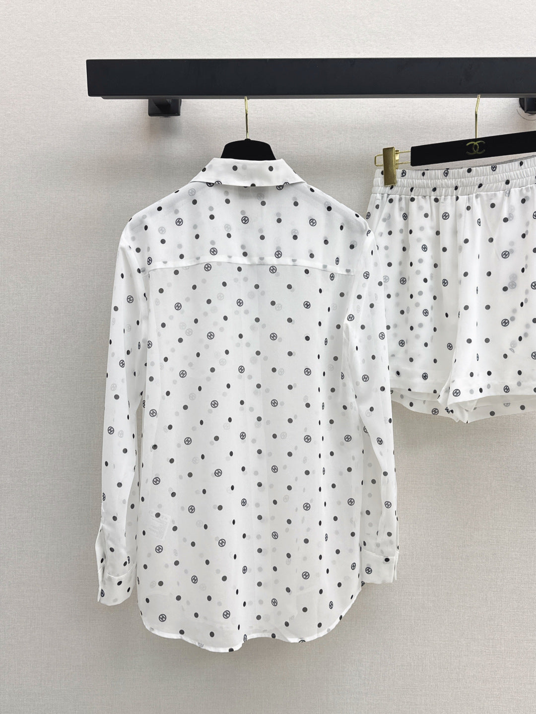 C*nel 25ss Slightly transparent shirt and shorts set