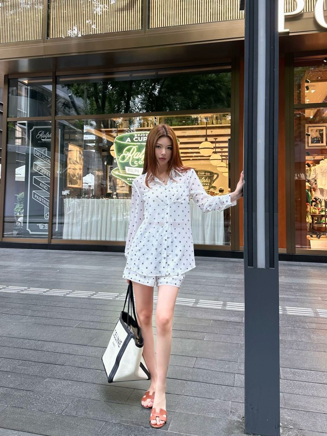 C*nel 25ss Slightly transparent shirt and shorts set