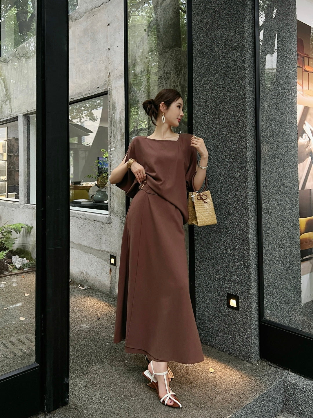 Brune*C 25ss Asymmetric linen suit