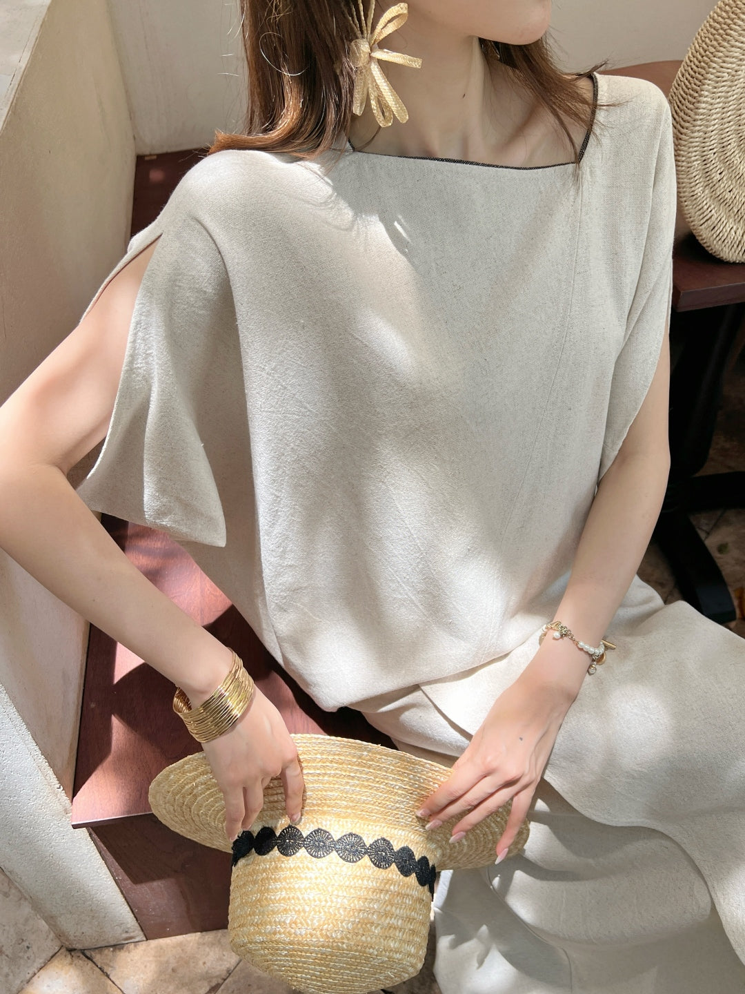 Brune*C 25ss Asymmetric linen suit