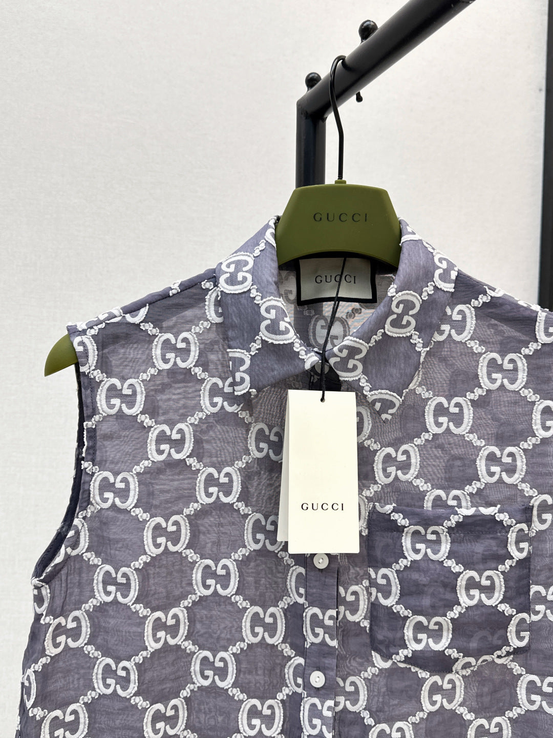 Gu* 25ss GG jacquard lace trim top