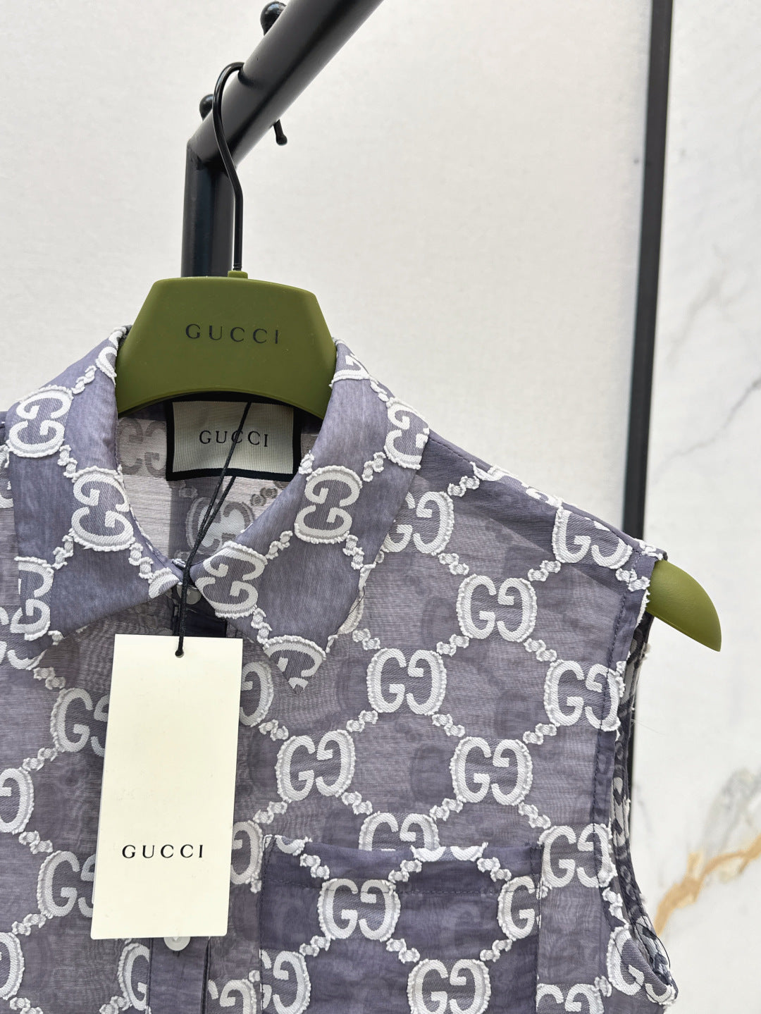 Gu* 25ss GG jacquard lace trim top