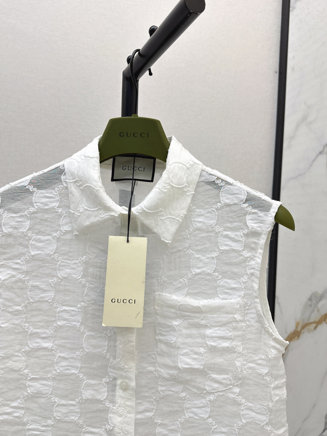 Gu* 25ss GG jacquard lace trim top