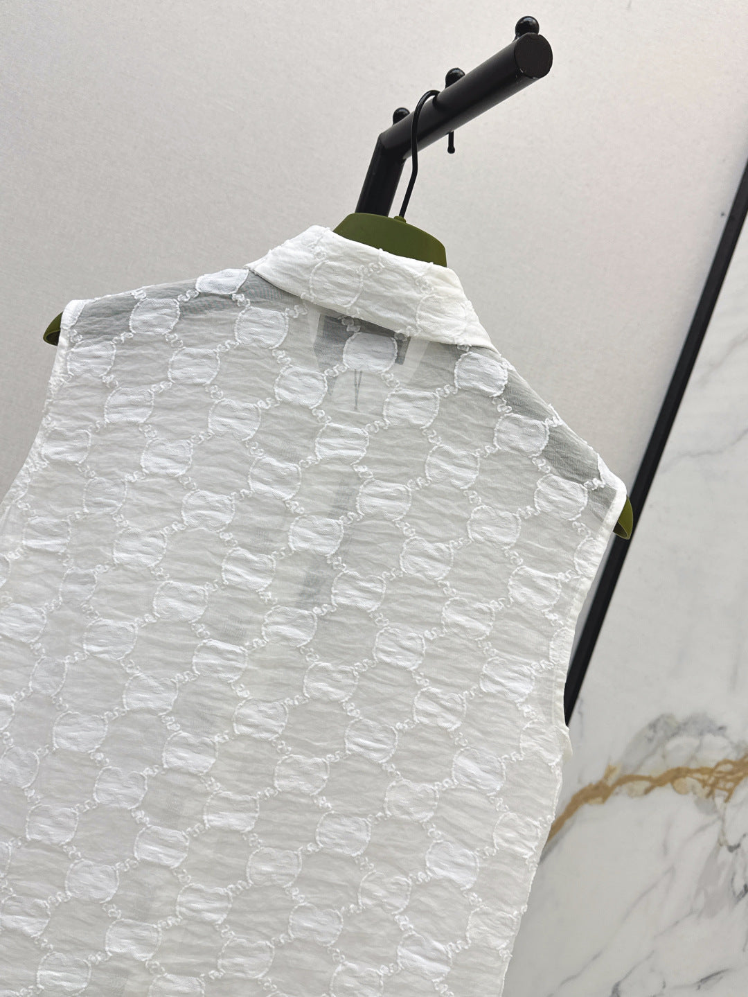 Gu* 25ss GG jacquard lace trim top