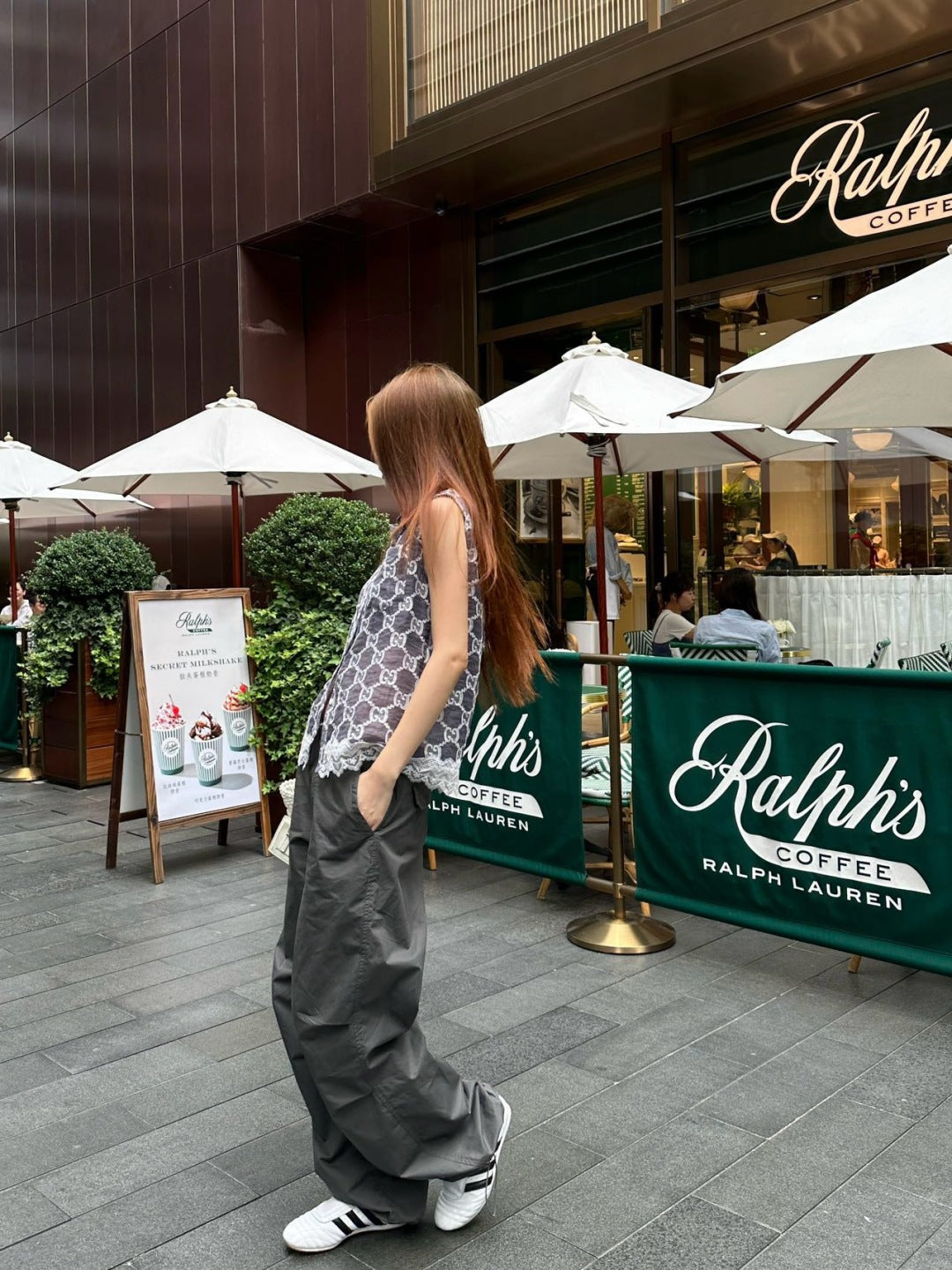 Gu* 25ss GG jacquard lace trim top