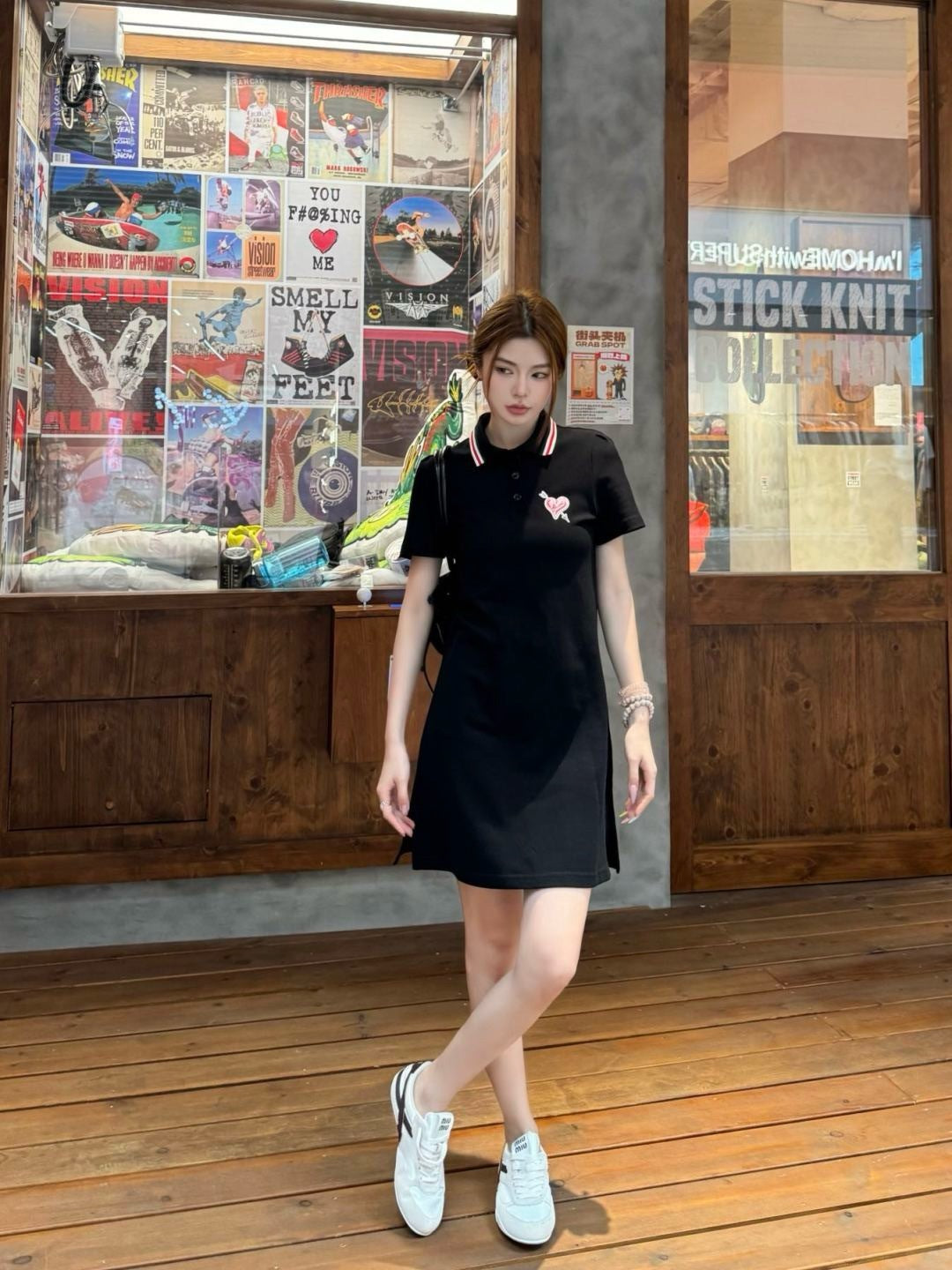 Gu* 25ss cotton poplin polo dress