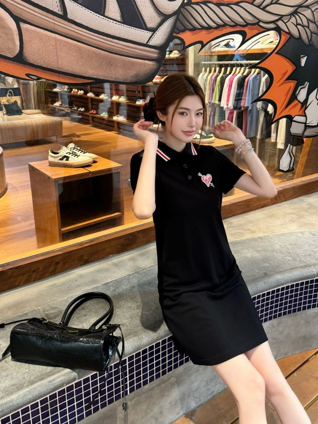 Gu* 25ss cotton poplin polo dress