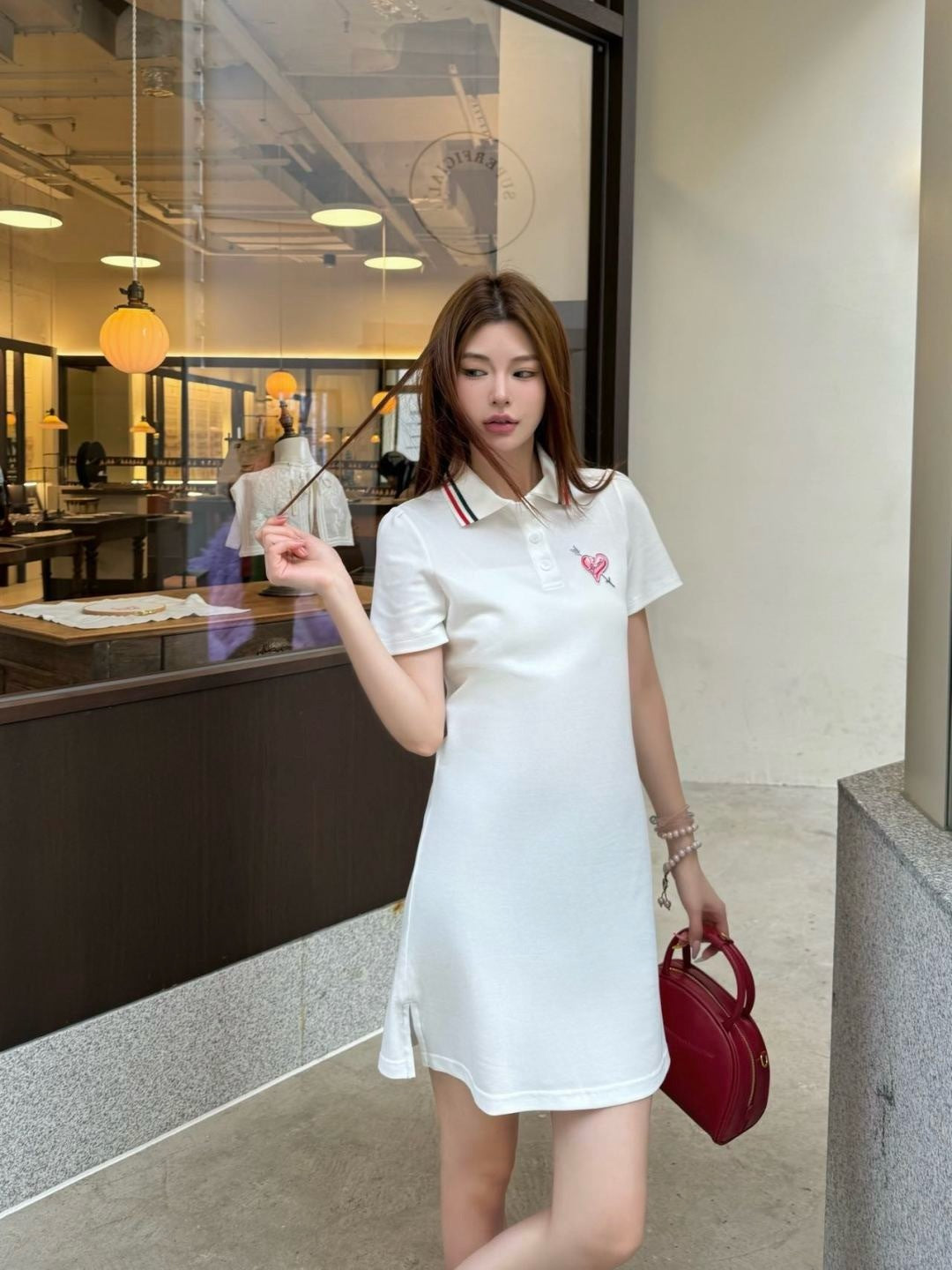 Gu* 25ss cotton poplin polo dress