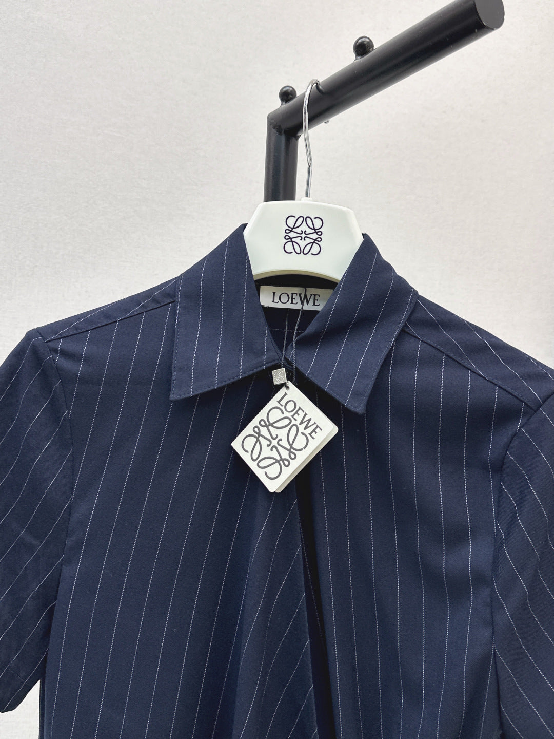 Loe* 25ss draped stripe shirt dress