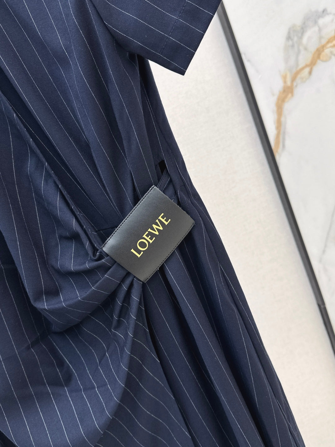 Loe* 25ss draped stripe shirt dress