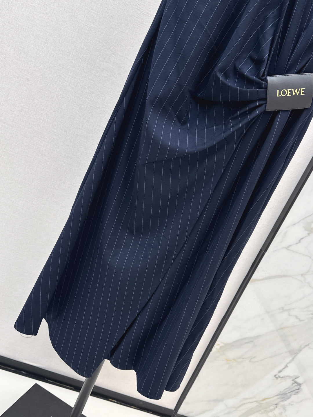 Loe* 25ss draped stripe shirt dress