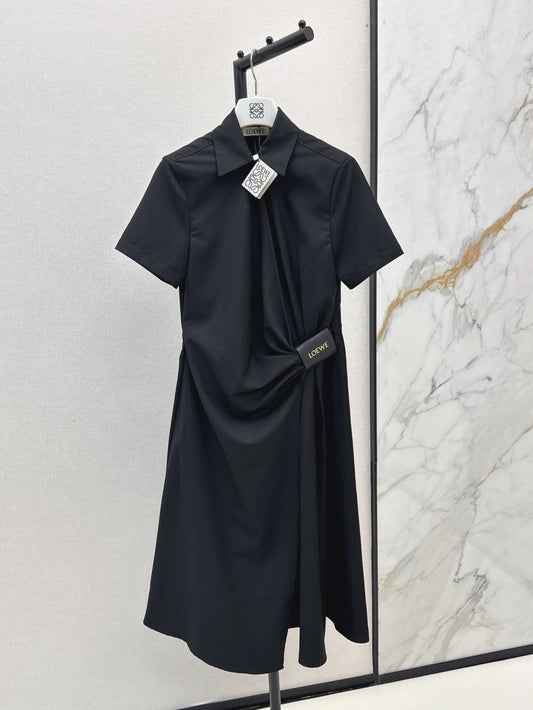 Loe* 25ss draped cotton shirt dress