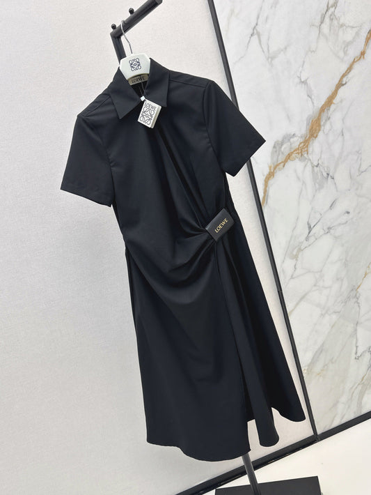 Loe* 25ss draped cotton shirt dress