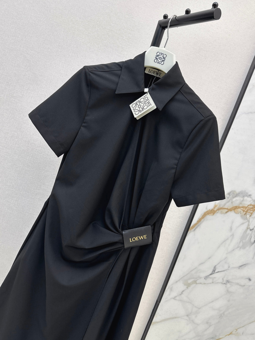 Loe* 25ss draped cotton shirt dress