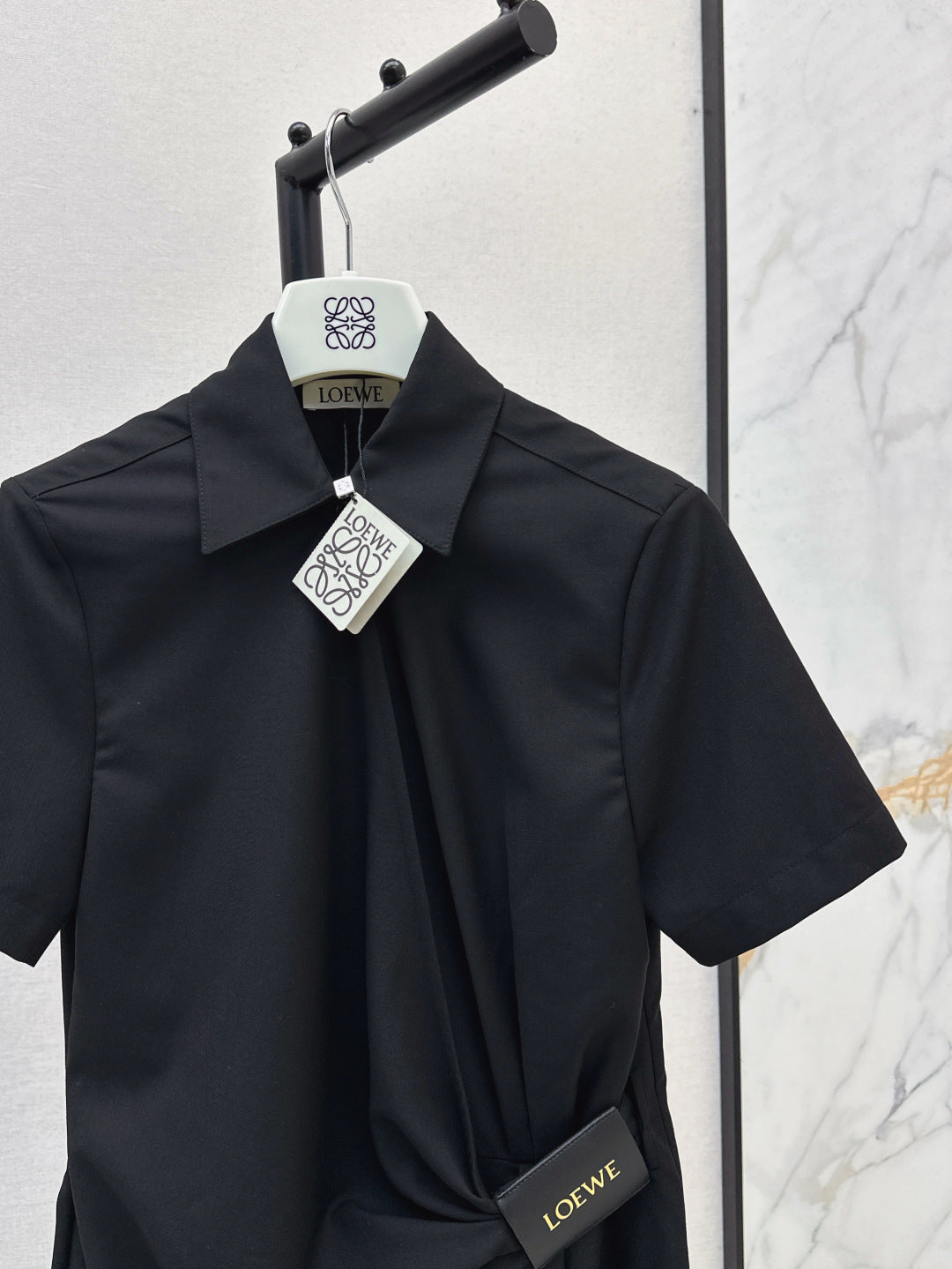 Loe* 25ss draped cotton shirt dress