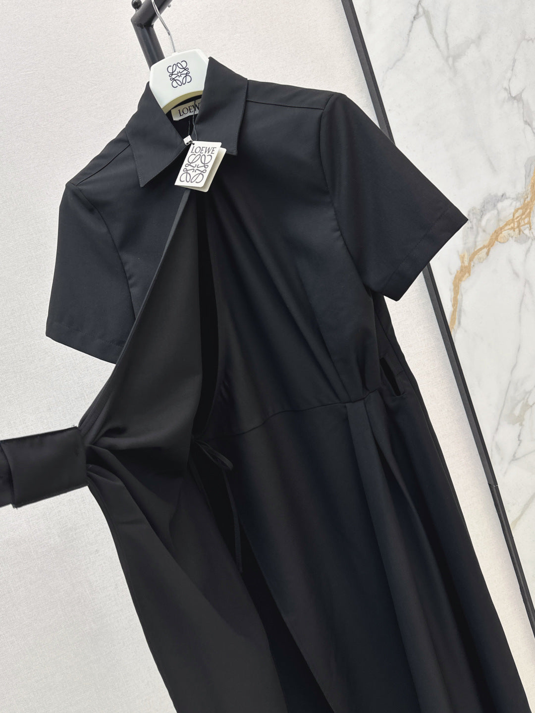 Loe* 25ss draped cotton shirt dress