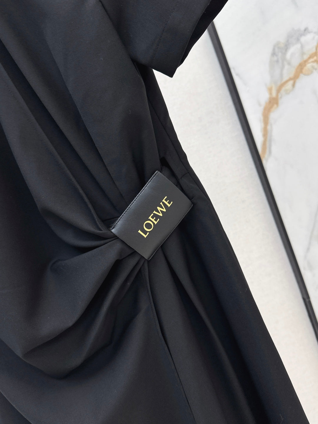 Loe* 25ss draped cotton shirt dress