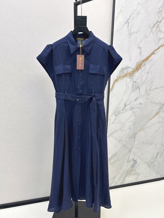 Lor*P 25ss tied belt cap sleeve shirt dress