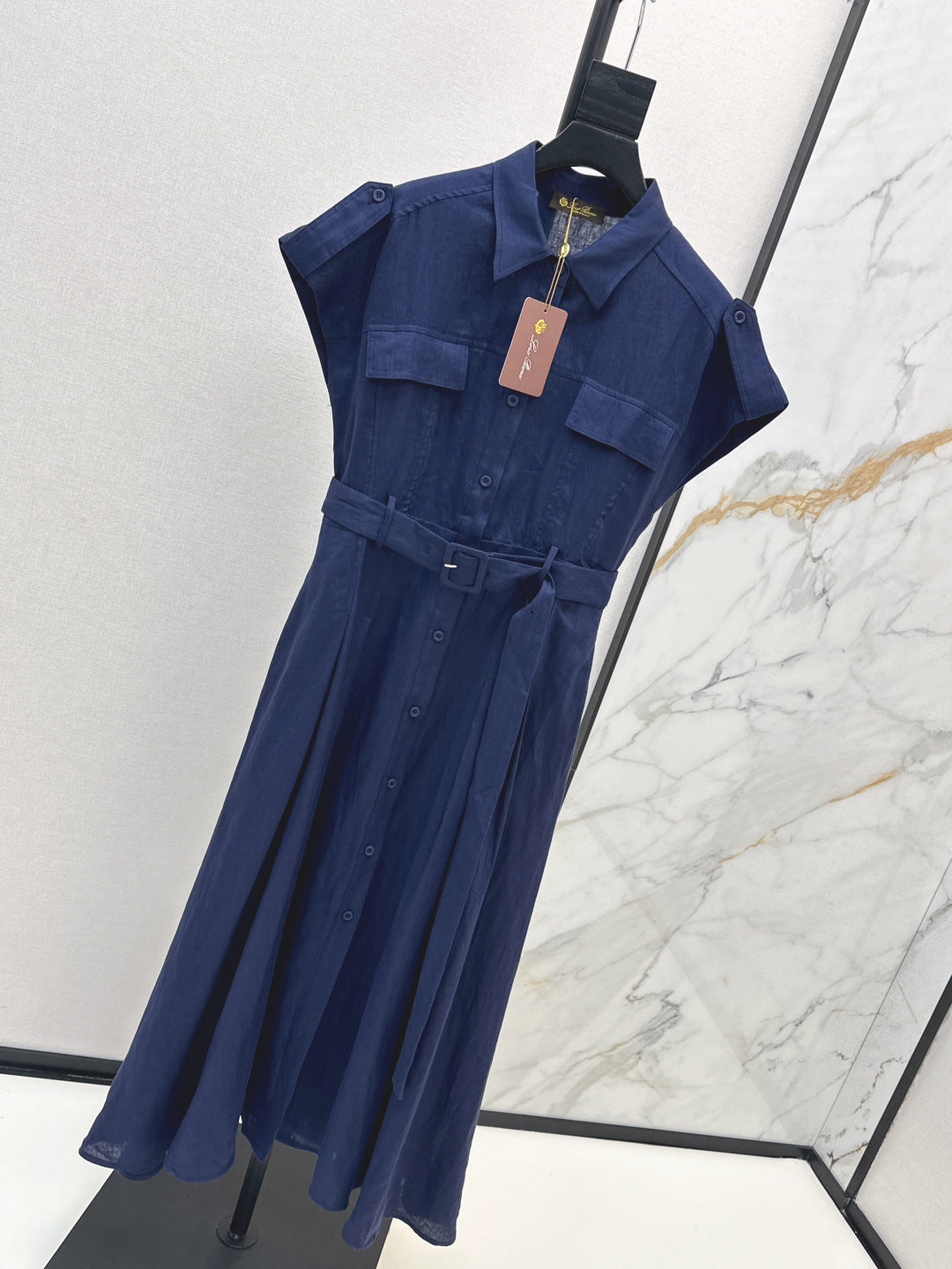 Lor*P 25ss tied belt cap sleeve shirt dress